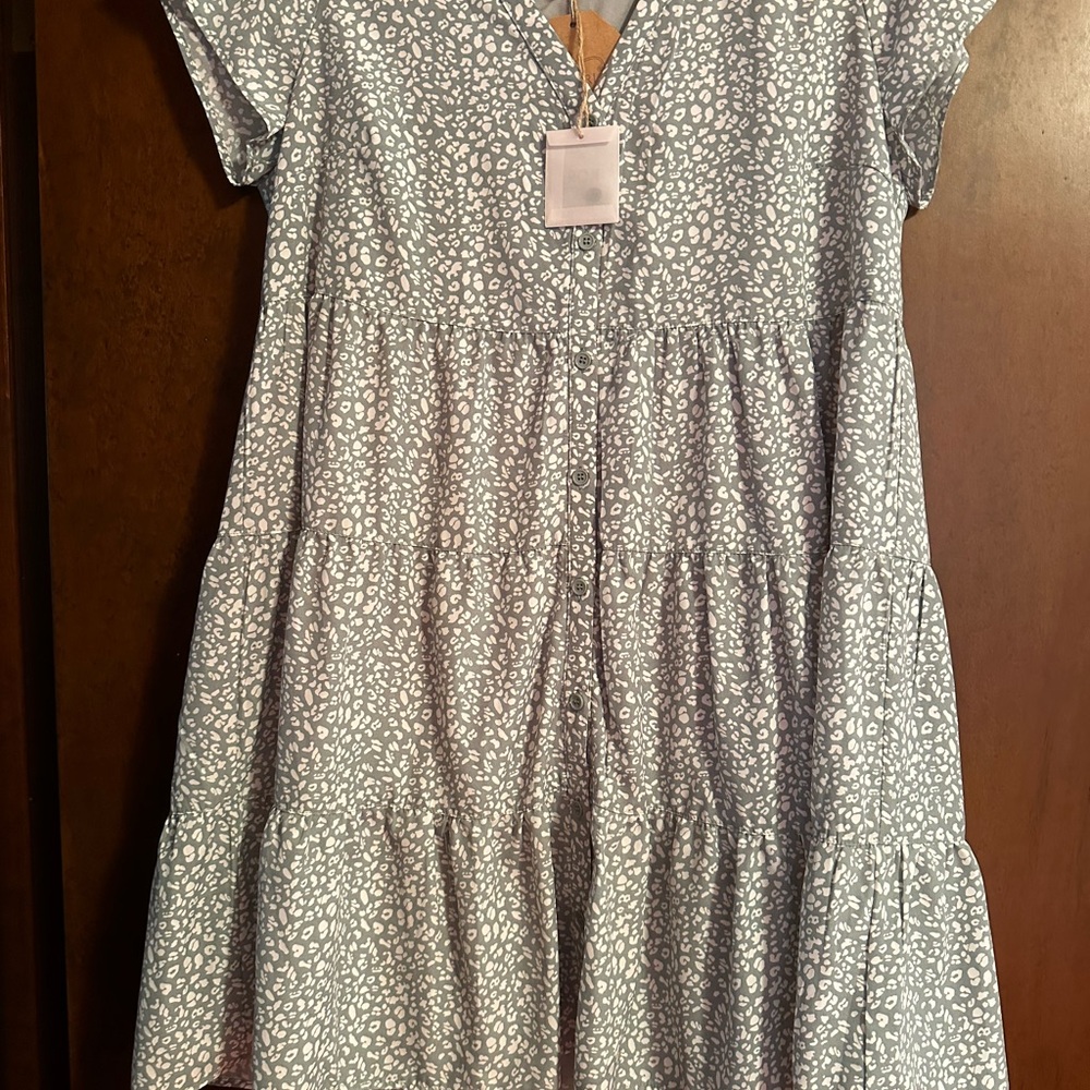 Kori White and Gray Patterned Mini Dress